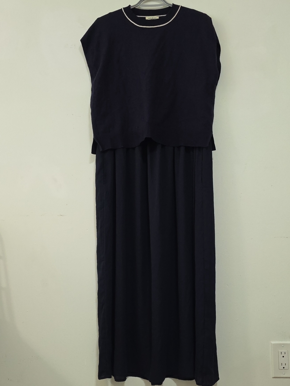 Max Studio Navy Maxi Dress with White Trim